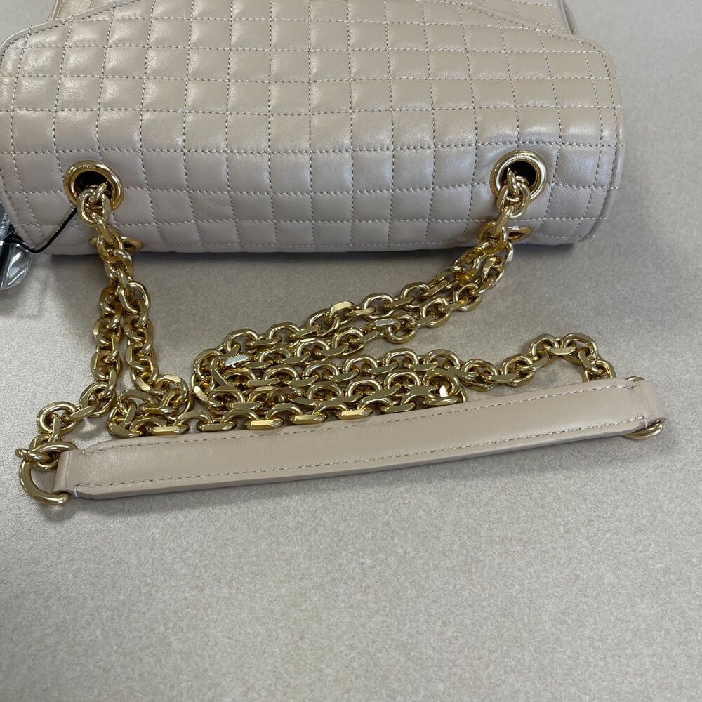CELINE C Chain Quilted Calfskin Leather Shoulder Bag - Nude - Preowned - Picture 6 of 16